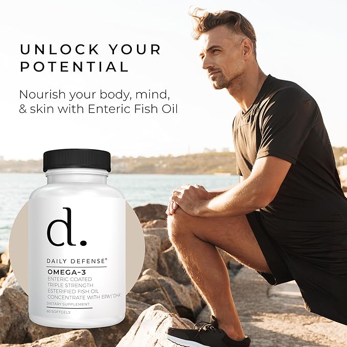 Omega 3 Fish Oil 1000mg Supplement - Omega 3 DHA EPA Supplement for Men &amp Women for Skin Nails Cognitive &amp Heart Support - 60 Enteric Coated Fish Oil Softgels Made in The USA