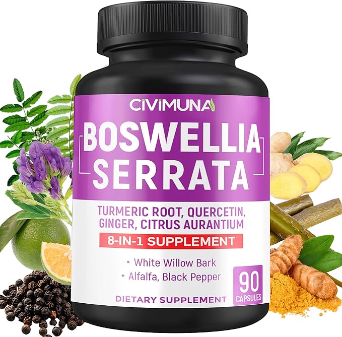 Boswellia Capsules with Boswellia Turmeric Quercetin and More - 90 Capsules for 3 Months Supply