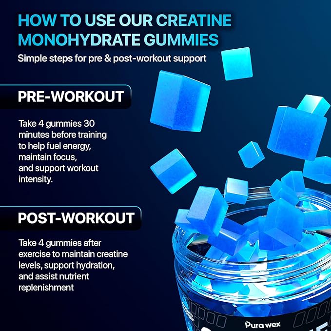Creatine Monohydrate Gummies 8500mg + Magnesium Glycinate 400mg – Support for Muscles Strength &amp Wellbeing – Vegan Sugar Free 2-Pack Supplement Bundle