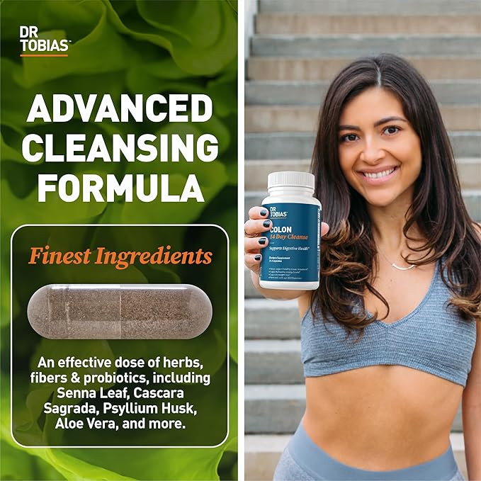 Dr. Tobias Colon Cleanse - Constipation Relief &amp Gut Health Support for Women &amp Men | 14 Day Colon Cleanser for a Gentle Colon Detox &amp Gut Flush 24 Capsules (1–2 Daily)