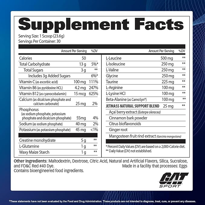 GAT SPORT JetMass Fact-Acting Volumizing Creatine System 30 Servings (Tropical Ice)