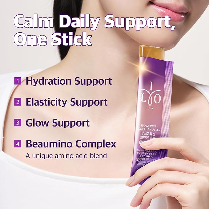 ILO Mucin Collagen Jelly Stick – 300 Dalton Ultra-Absorption Plant-Based Mucin &amp Low-Molecular Fish Collagen for Radiant Glow – Korean Skin Glow Booster Donut Peach Flavor 10 Sticks