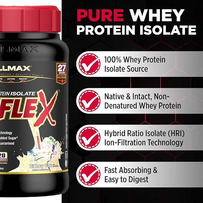 ALLMAX ISOFLEX Pure Whey Isolate Protein Powder - Gluten Free Low Lactose Sugar-Free - High-Protein Clean Keto-Friendly for Pre Post Workout Supplement for Women and Men | Blueberry Muffin 2lb
