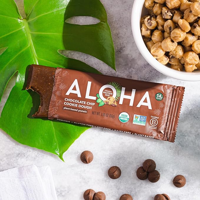 ALOHA Organic Plant Based Protein Bars - 3 Flavor Variety Pack - 12 Count 1.98oz Bars - Vegan Snacks Low Sugar Gluten-Free Low Carb Paleo Non-GMO Stevia-Free No Sugar Alcohol Sweeteners