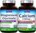 Innate Vitality Magnesium Glycinate 500mg &amp Calcium 1200mg with D3 5000IU Bundle | High Absorption Supplements for Nerve Health Bone Strength &amp Immune Support | Non-GMO Gluten-Free | 120 Cap