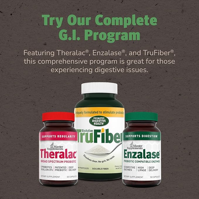 Master Supplements Theralac - 30 Capsules Pack of 3 - Multi-Strain Probiotic for Optimal Gut Health + Gas &amp Bloating Relief - Gluten Free - 90 Servings