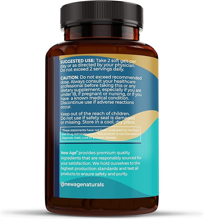 NEW AGE Omega 3 Fish Oil Supplement Immune &amp Health Support – Promotes Joint Eye &amp Skin Health - Non GMO - EPA DHA Fatty Acids Gluten Free (90 Softgels (Pack of 1))
