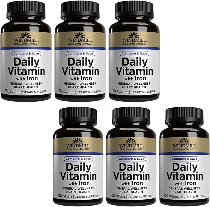 Windmill Daily Vitamin with Iron and Beta-Carotene 100 Count (6 Pack)
