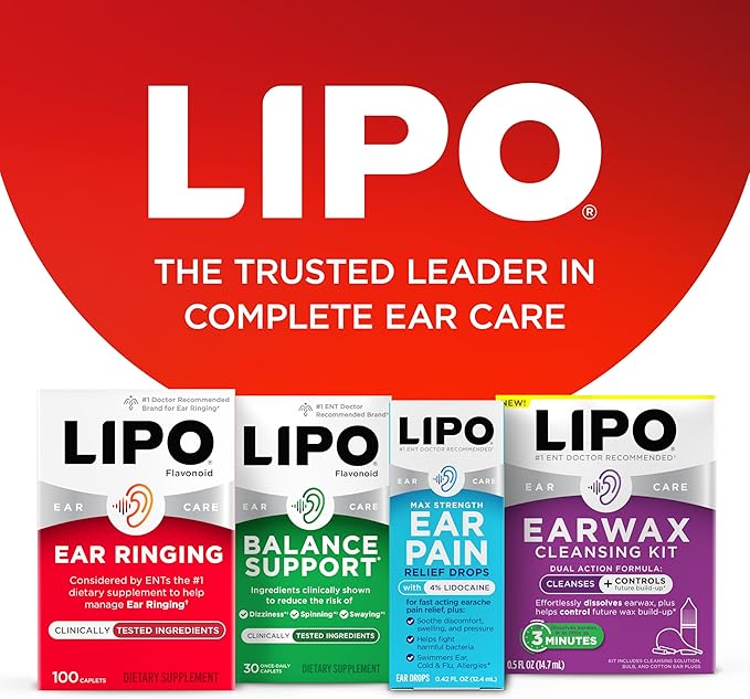 Lipo Flavonoid Ear Ringing - Doctor-Recommended for Ringing Ears – Clinically Proven Lemon Bioflavonoid Complex with Vitamins C B1 B2 B6 B12 &amp Calcium - 500 Caplets