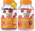 Lifeable Iron &amp Vitamin C Kids + Zinc 25mg Kids Gummies Bundle - Great Tasting Vitamin Supplement Gluten Free GMO Free Chewable Gummy