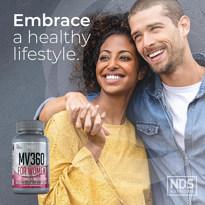 Women's Nutrition MV360 5-in-1 Complete Multivitamin with Essential Vitamins for Energy Digestion Toning Immune Support &amp Women’s Health &amp Beauty 60 Tablets 30 Servings