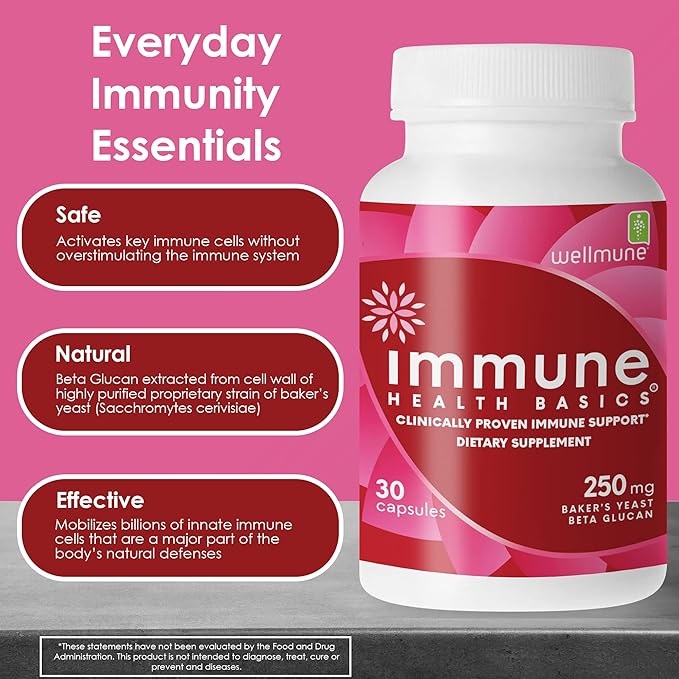 Ultra Strength Immunity - Clinically Proven Immune Support - Wellmune Highly Purified Beta Glucan - Gluten-Free Non-allergenic Non-GMO and Vegan Capsules - 30 Capsules 250 mg