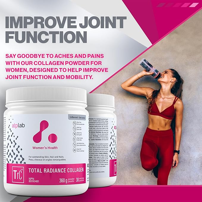 ATP LAB Total Radiance Collagen Powder Unflavoured 360g - Premium Hydrolyzed Collagen Peptides for Women - Vegan-Friendly Collagen Protein Powder Support for Skin Hair &amp Nails