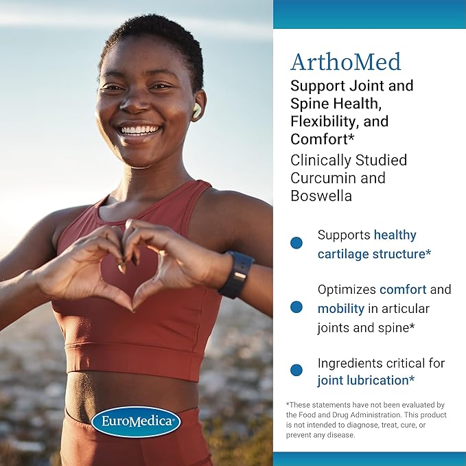 Euromedica ArthoMed - 60 Capsules - Clinically Studied Boswellia &amp Curcumin Devil’s Claw - Joint &amp Spine Health Cartilage Formation Flexibility Comfort - 30 Servings