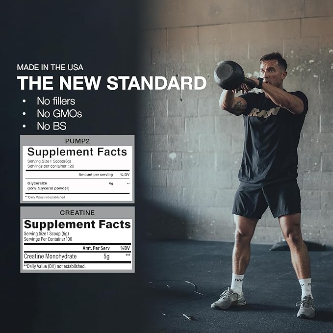 RAW Nutrition Creatine Monohydrate &amp Unflavored Pre-Workout Powder Bundle