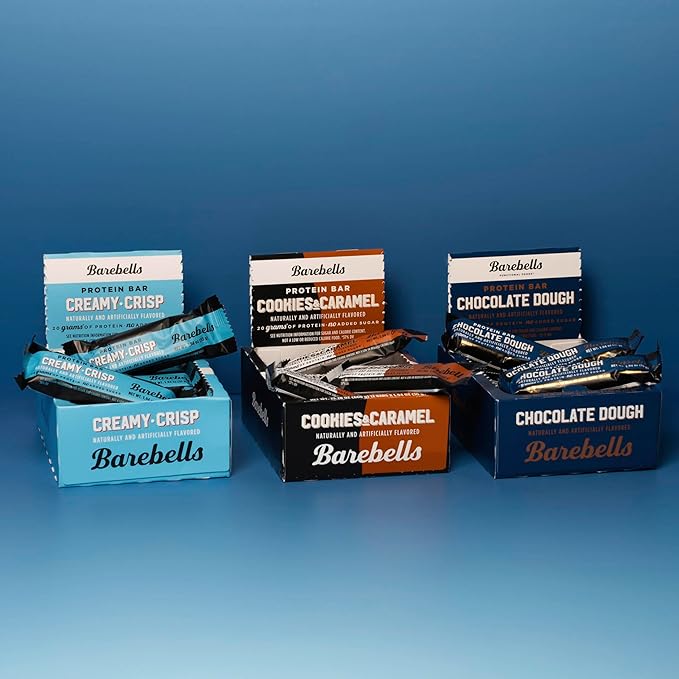 Barebells Starter Pack (3 Mix Pack) – 36 Total Bars High Protein Snack with 20g Protein &amp No Added Sugar – On-the-Go Breakfast or Post-Workout Treat Cookies and Caramel Creamy Crisp Chocolate