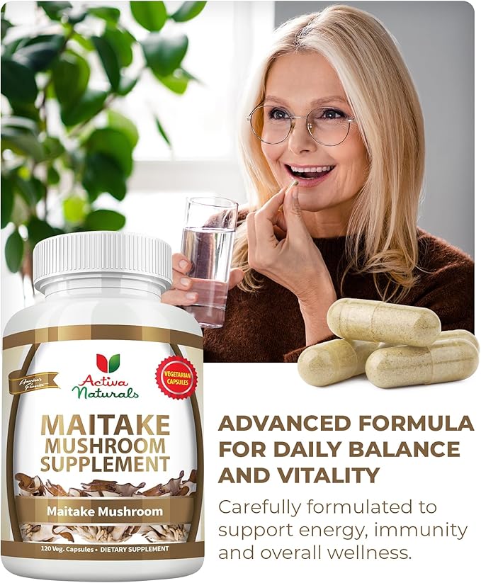 Maitake Mushroom Supplement - 1500mg 120 Vegetarian Capsules with Grifola Frondosa Mushrooms Extract  No Fillers Additives or Artificial Colors Herbal Supplement for Energy &amp Vitality