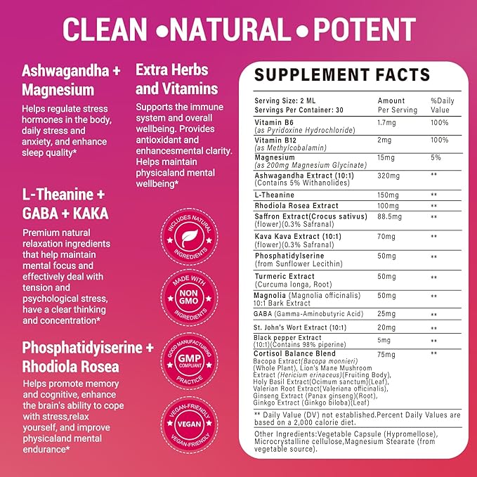 Cortisol Supplements Detox for Women - 20-in-1 Cortisol ReducerManagerLower w/AshwagandhaMagnesiumL-TheanineSaffronRhodiola for Hormone Balance/Sleep/Stress ReliefStrawberry Flavor
