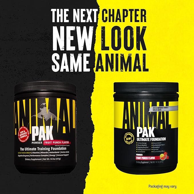 Animal Pak - Convenient All-in-One Vitamin &amp Supplement Powder - Zinc Vitamins C B D Amino Acids Immune Support Digestive Enzymes and More - Daily Multivitamin for Women &amp Men - 60 Scoo