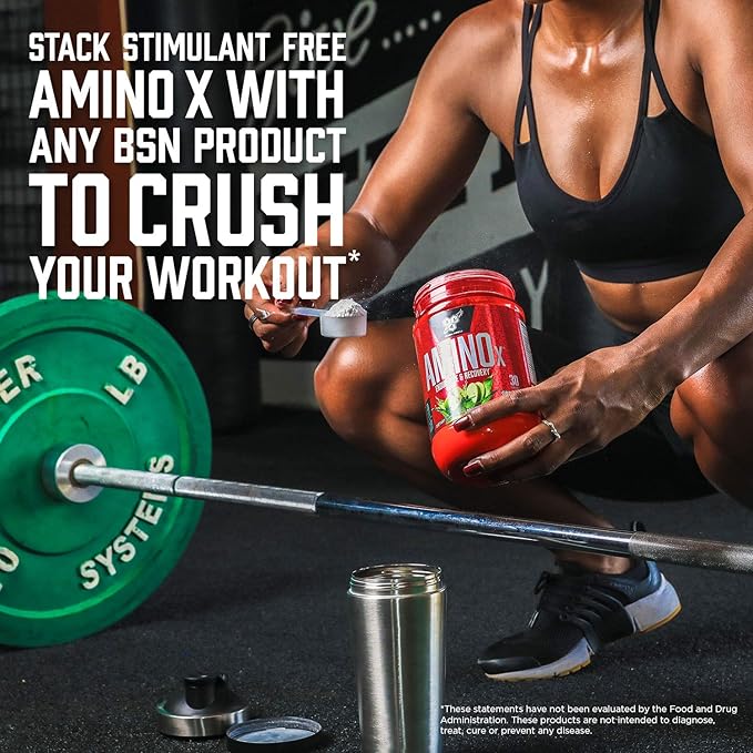 BSN Amino X Muscle Recovery &amp Endurance Powder BCAAs 10 Grams of Amino Acids Keto Friendly Caffeine-Free Support Endurance Zero Sugar Watermelon 70 servings 35.84 Ounce (Packaging May Var