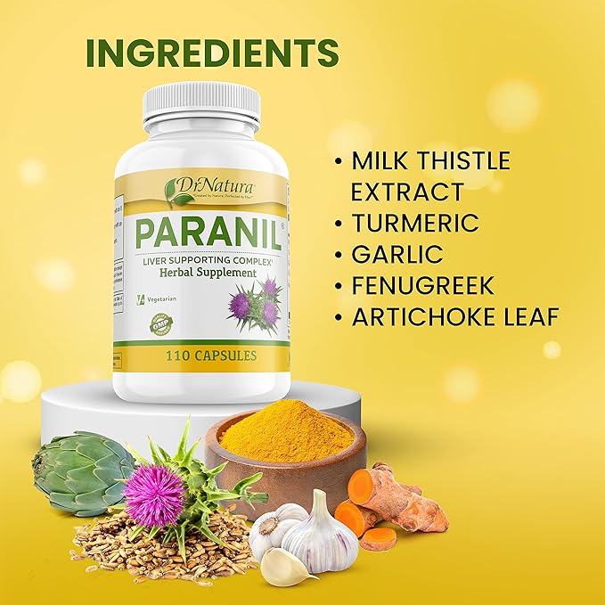 DrNatura Paranil® Liver &amp Colon Cleanse - 17 Herbal Complex with Milk Thistle for Detoxification 110 Vegetarian Capsules