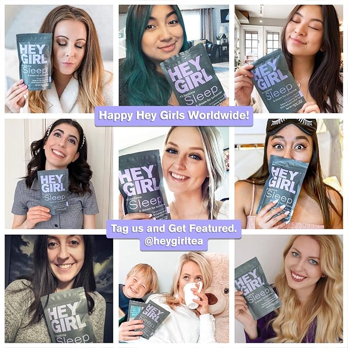 Hey Girl Sleep Tea - Natural Herbal Bedtime Tea Bags with Chamomile Passion Flower Valerian Root Lemon Balm - Calming Relaxing Adults Sleepy Night Time Tea - Relaxation Gifts for Women 3-packs