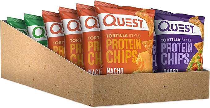 Quest Nutrition Vanilla Milkshake Protein Powder 24g of Protein 1g of Sugar 3 Pound 43 Servings &amp Tortilla Style Protein Chips Variety Pack Chili Lime Nacho Cheese Loaded Taco