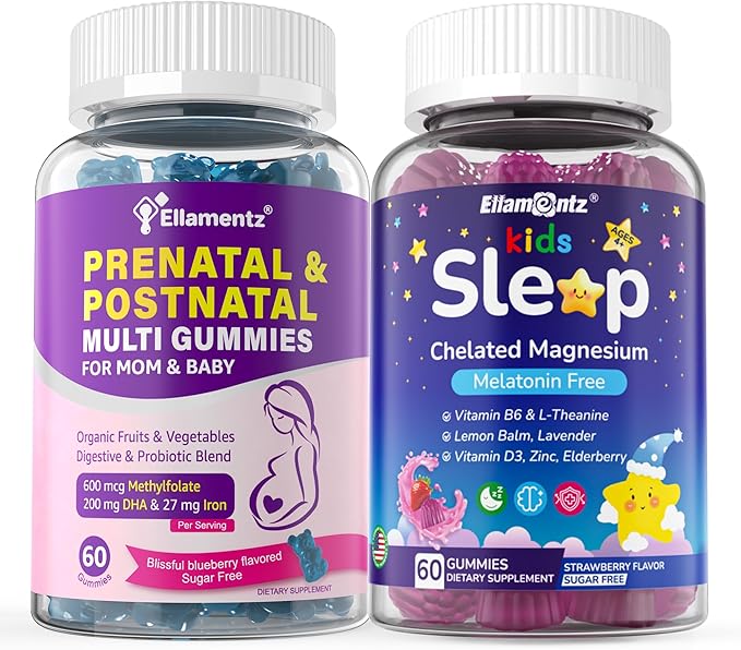 Sugar Free 2 Pack Prenatal Vitamins for Women Gummies + 1 Pack Kids Sleep Gummies