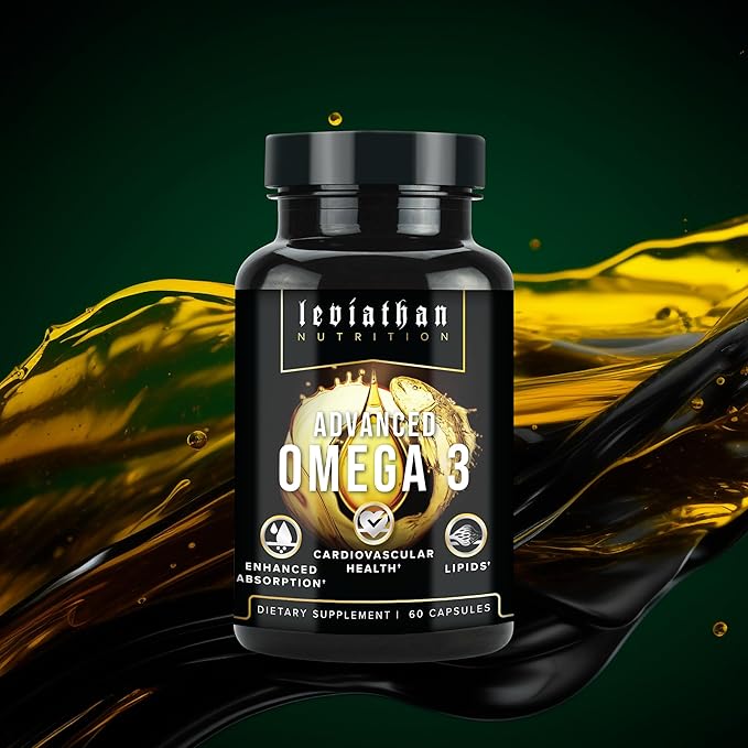 Leviathan Fish Oil Omega 3 Capsules | Premium Norwegian Omega 3 Fish Oil for Heart Brain &amp Immune Support | Superior Absorption Triple Strength Fish Oil Supplements - Free Form EPA &amp DHA