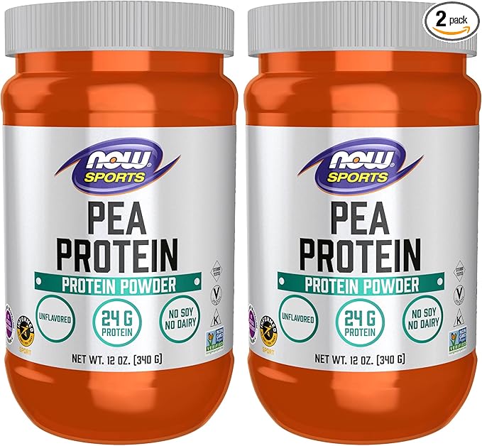 NOW Sports Nutrition Pea Protein 24 g Easily Digested Unflavored Powder 12-Ounce (Pack of 2)
