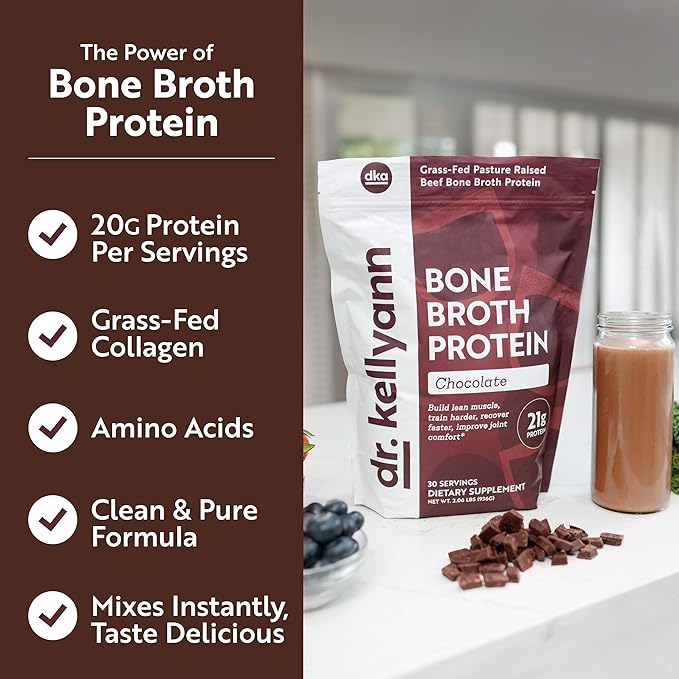 Bundle of Dr. Kellyann Keto Bone Broth Protein Powder - Chocolate (1) Vanilla (1)