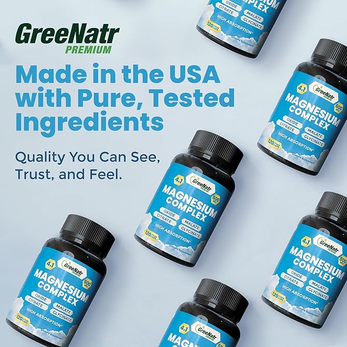 Magnesium Supplement with Glycinate Citrate Malate &amp Oxide Plus Moringa Oleifera with Vitamin C Omega 3 &amp Amino Acids - Boosts Energy Mood Memory