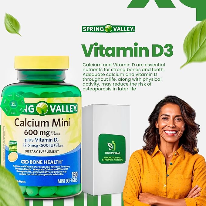 Calcium 600mg Plus Vitamin D3 150 Mini Softgels with Exclusive Vitamins &amp Minerals - A to Z - Better Ligth&ampSpring Guide