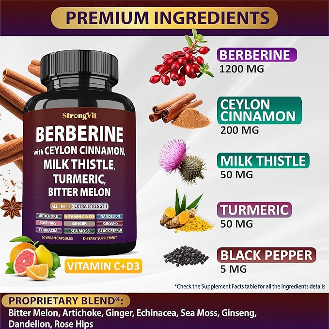 Magnesium Complex &amp Berberine Supplement Bundle (120 Capsules)