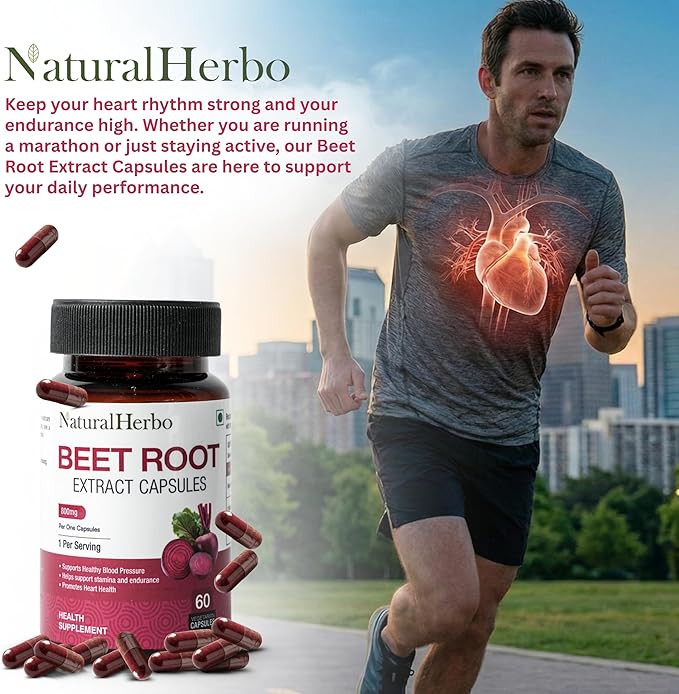 Beetroot Capsules 800mg Tablets | Heart Health Blood Pressure Support Supplement for Natural Energy &amp Antioxidant Boost Extract Supplement | Ayurveda Suggested (60 Vegan Capsules)