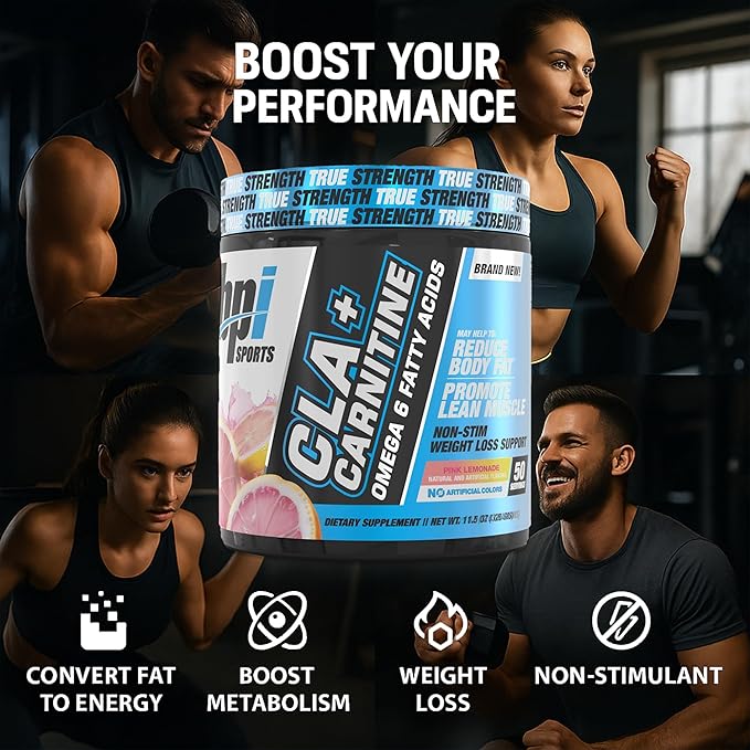 BPI Sports CLA+Carnitine – CLA L Carnitine &amp Linoleic Acid – L Carnitine Supplement for Weight Loss Metabolism &amp Lean Muscle – Caffeine Free – Pink Lemonade – 50 Servings – 12.34 oz