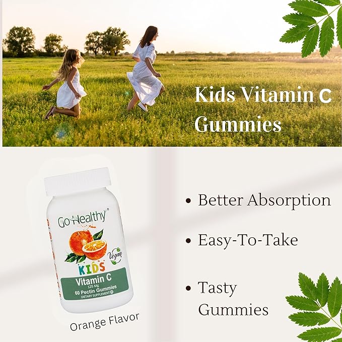 Go Healthy Multivitamin Gummies (1 Bottle) and Vitamin C Gummies (1 Bottle) for Kids Toddlers Vegetarian Kosher &amp Halal Gluten Free Non-GMO Bundle