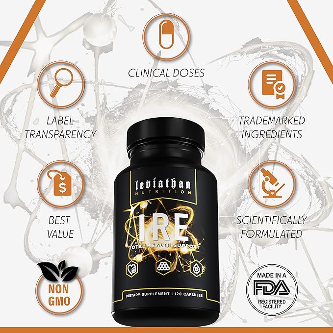 Leviathan IRE Complete Health Support - Overall Health &amp AntiOxidant Support with Longvida® Optimized Turmeric Curcumin Grape Seed Berberine Arjuna and Resveratrol