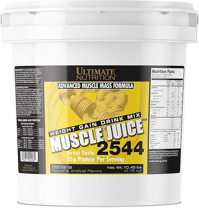Ultimate Nutrition Muscle Juice Weight Gain Drink Mix - Mass Gainer Workout Powder for Men &amp Women - Supplement for Lean Muscle Growth &amp Immune Support with 55g Protein - Banana 10.45lb