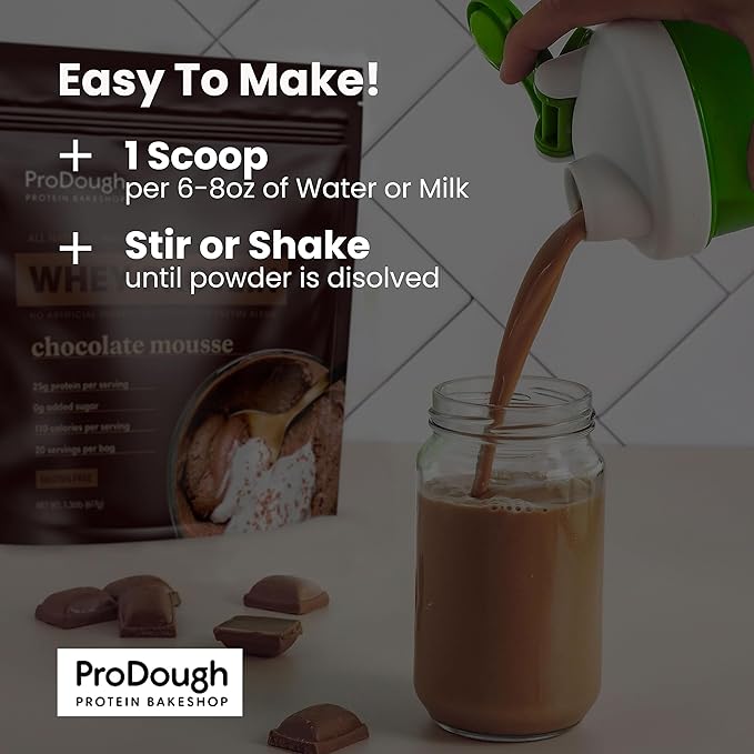 ProDough Gourmet Whey Isolate Hydrolized Protein Powder for Shake Mix- Easy Digest Enzyme Blend 25g Protein per Serving Natural Ingredients Gluten Free Keto Friendly (Neapolitan)
