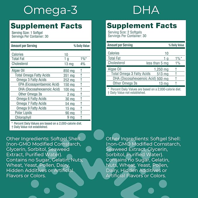 Iwi Omega-3 &amp DHA Omega-3 Bundle 30 Servings Vegan Plant-Based Algae Omega 3 Krill &amp Fish Oil Alternative No Fishy Aftertaste
