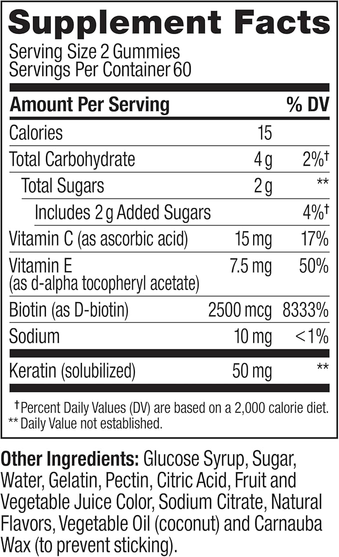 OLLY Undeniable Beauty Gummy for Healthy Hair Skin &amp Nails* Biotin Vitamins C &amp E Keratin Chewable Supplement Grapefruit Flavored 60 Day Supply - 120 Count (Pack of 2)