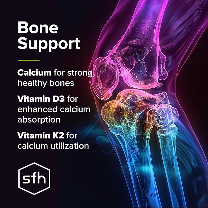 SFH K2+D3 &amp Calcium: The Ultimate 3-in-1 Formula for Bone Immune and Cardiovascular Health – 60 Capsules