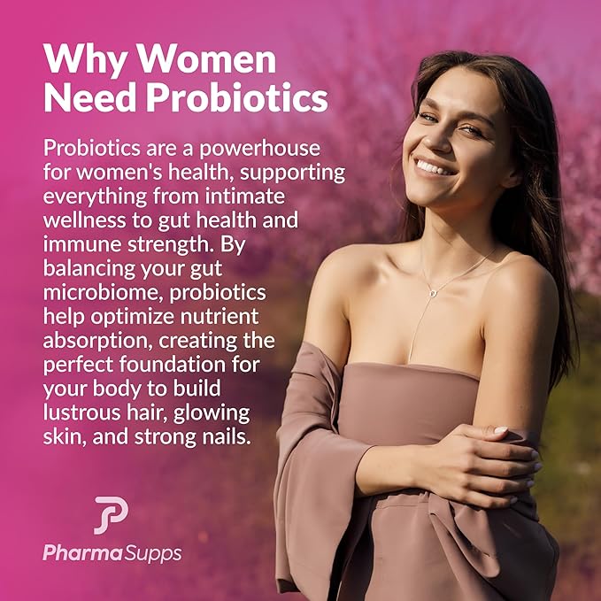 Advanced Women's Probiotics for Gut Health with Hair Skin &amp Nails Vitamins Support - 50 Billion CFU w/Collagen Biotin &amp Keratin - Probiotic Supplement for Digestive Health &amp Bloating Re