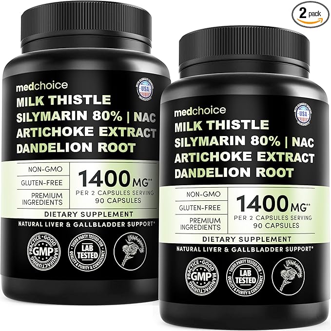 Milk Thistle Supplement w/ NAC Artichoke &amp Dandelion – Liver Support Supplement &amp Gallbladder Supplements in One – Liver Detox – Milk Thistle &amp Liver Care Supplements – 90 Vegan Capsules