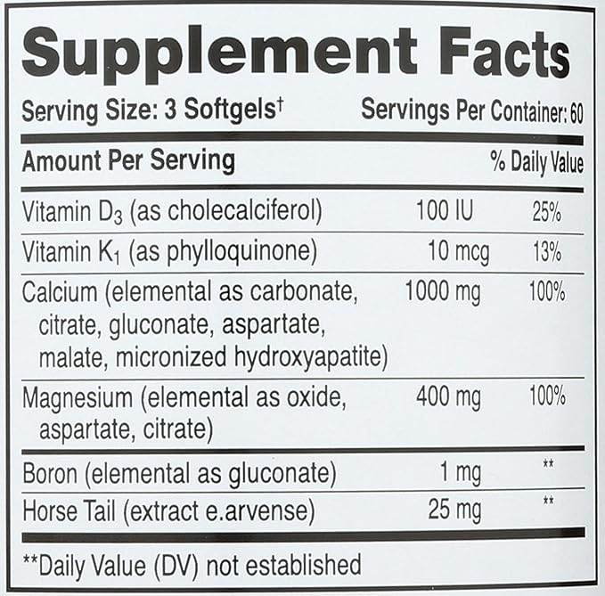 Liquid Calcium with Magnesium Softgels 1000 mg 180 Count