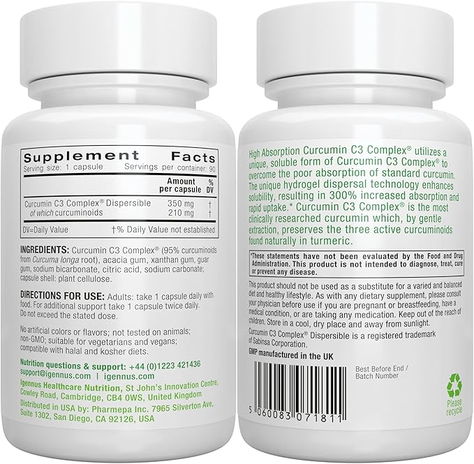 Multivitamin &amp Minerals for Men + High Absorption Curcumin C3 Complex Vegan Bundle Sustained Release Advanced Multivitamin + 300% Greater Absorption Curcuminoids with Rapid Uptake by Igennus