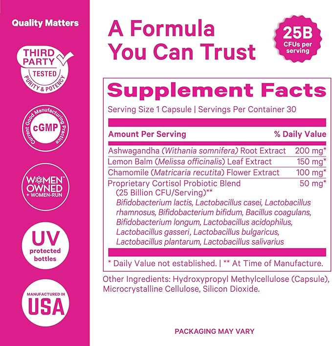 Pink Stork Magnesium Glycinate + Cortisol Probiotic Bundle for Stress Gut Health Energy Focus