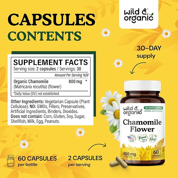 Wild &amp Organic Passion Flower 60 Capsules &amp Chamomile 60 Capsules