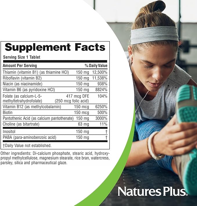 NaturesPlus Mega B-150 Complex - 90 Sustained Release Vegetarian Tablets - Maximum Potency B Complex Vitamin Supplement - Energy &amp Brain Booster - Gluten Free - 90 Servings